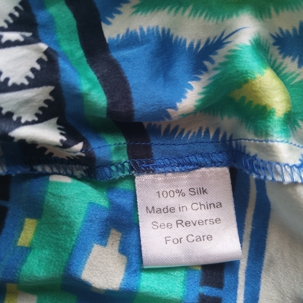 Parker Silk Green Blue White Design Dress size XS - Picture 6 of 7